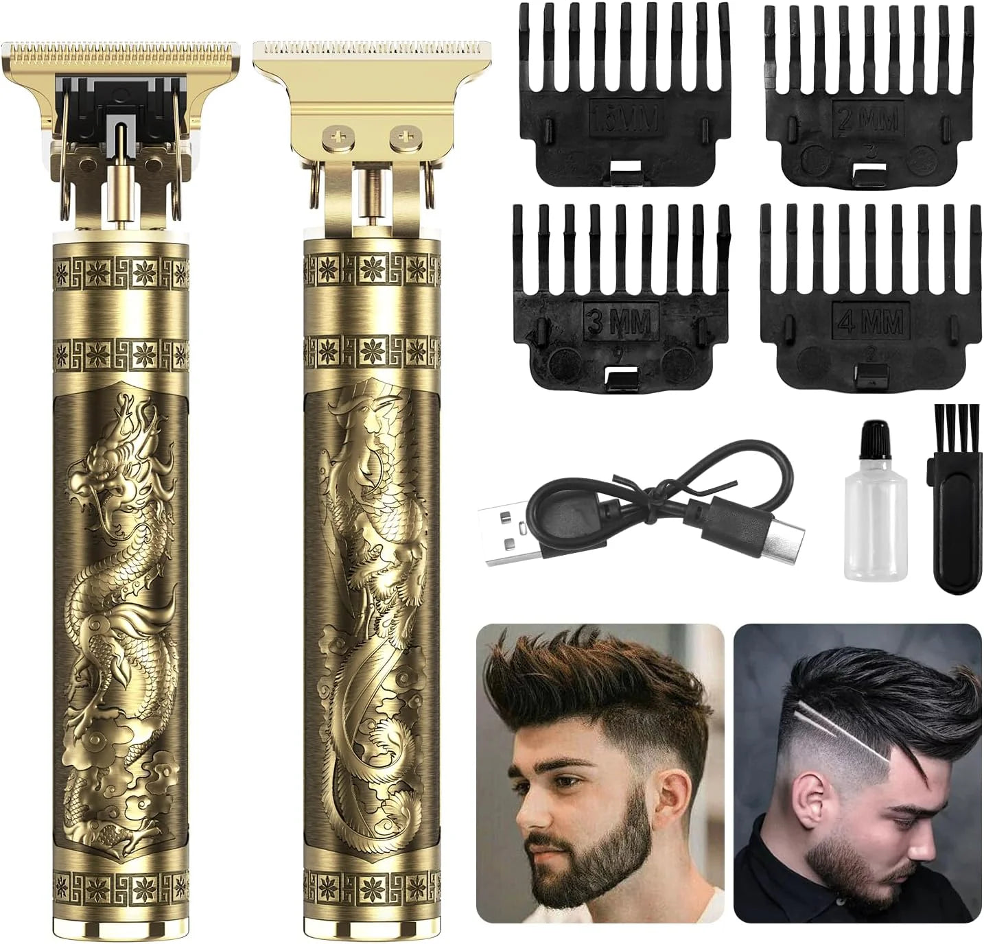 Beard Trimmer for Men-Hair Clippers for Men-Cordless Rechargeable Hair Clipper and Trimmer-Beard Shaver Barbershop（Gold）