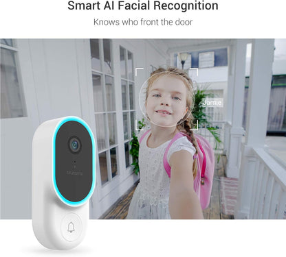 blurams Wireless 1080p Video Doorbell Camera with Chime, PIR Motion Detection, 2-Way Audio, Smart AI Facial Detection, Hardwired or Battery-Powered 30-Day Loop