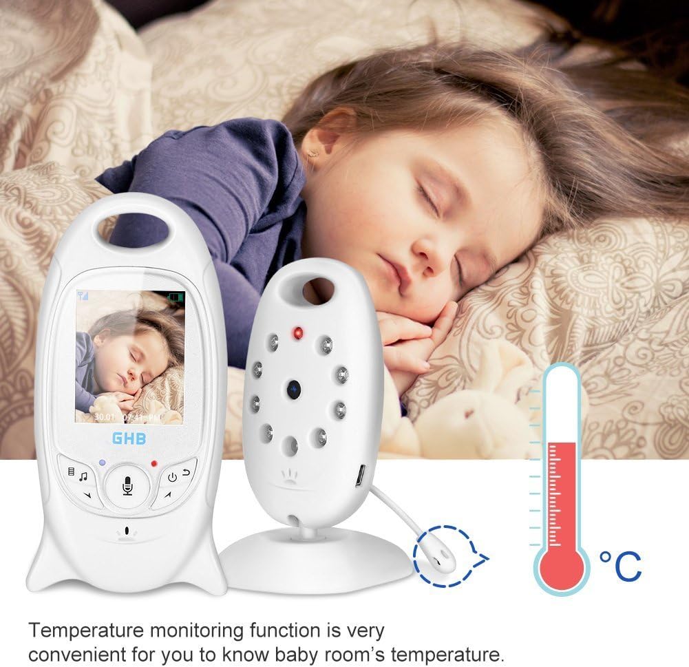 GHB Baby Monitor Video Baby Monitor  with Camera Wireless Baby Monitor 2.0" LCD Display Baby Lullaby Night Vision Temperature Monitoring 2 Way Talk