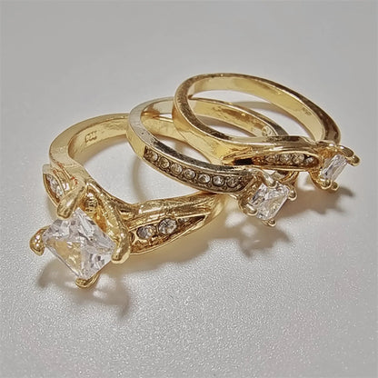 Finger Bands Western Style Micro-Inlaid Zircon Three Pieces of Rings