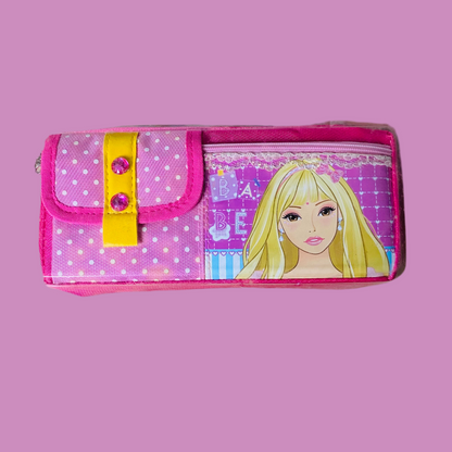 Stylish Pink Polka Dot Barbie-Inspired Pouch with Flap & Lace