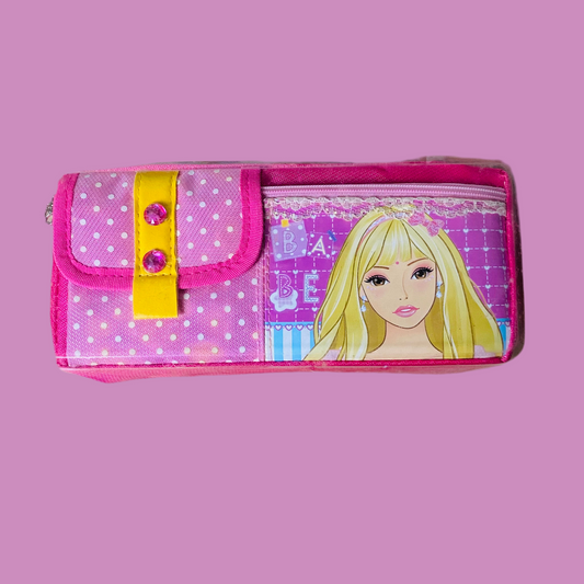 Stylish Pink Polka Dot Barbie-Inspired Pouch with Flap & Lace
