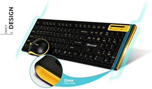 Royche Fancy Wireless Ultra Slim Keyboard and Rounding Fancy Mouse Kombos RX-3100 black