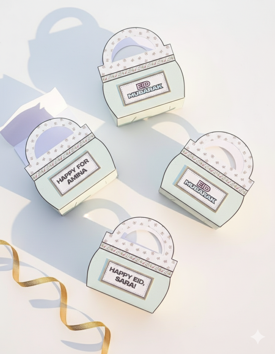 Personalized Handbag Eidi Envelopes – Custom Name Eid Money Holders (Set of 3)