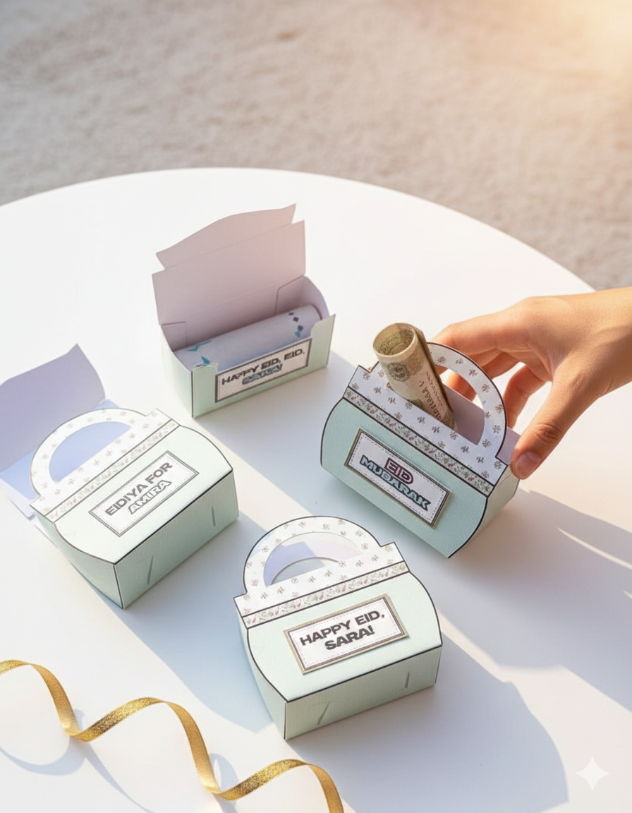 Personalized Handbag Eidi Envelopes – Custom Name Eid Money Holders (Set of 3)