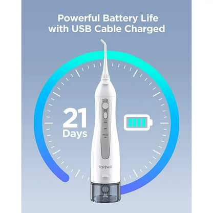 Fairywill Water Flosser Cordless Rechargeable  Dental Oral Irrigator with 3 Modes,8 Jet Tips 300ml Water Tank