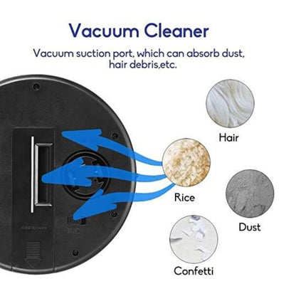 Robot Vacuum Cleaner, Smart Robot USB Vacuum Cleaner Auto Robotic Vacuumms, 3 in 1 Robotic Floors Sweep Mop Sweeper Super Quiet Mini Cleaning Robot for Pet Hair, Hard Floor (Black)
