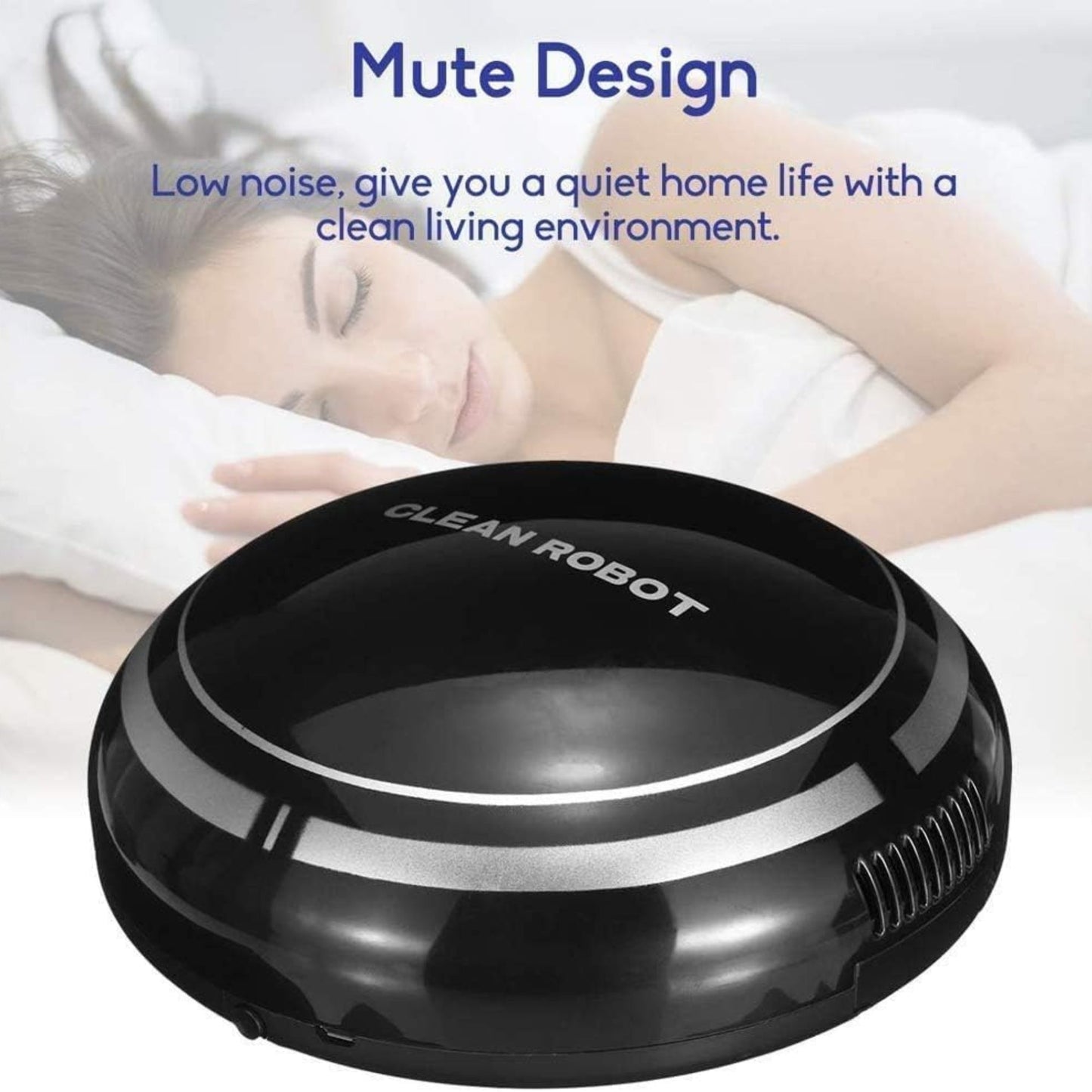 Robot Vacuum Cleaner, Smart Robot USB Vacuum Cleaner Auto Robotic Vacuumms, 3 in 1 Robotic Floors Sweep Mop Sweeper Super Quiet Mini Cleaning Robot for Pet Hair, Hard Floor (Black)
