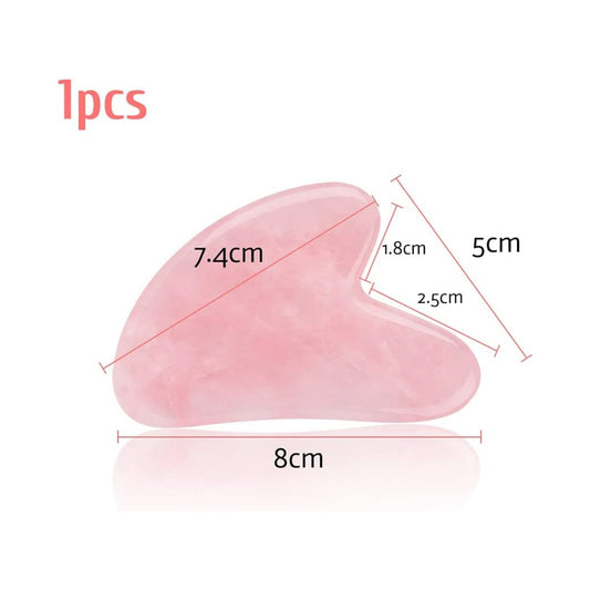 Gua Sha Stone Pink, Hillylolly Gua Sha Stone Face Pink, Gua Sha Stone Rose Quartz, Skin Tightening for Chin, Cheek, Neck, Back, Spa (Pink)