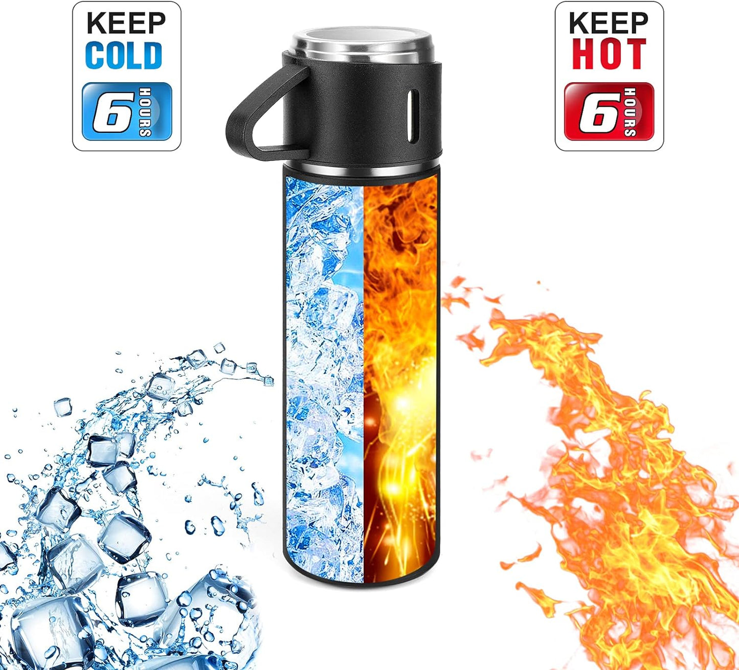 Gift Pack Set Stainless Steel Vacuum Flask Set with 3 Steel Cups Combo Coffee Hot Drink and Cold Water Flask Ideal Gifting Travel Friendly Latest Flask Bottle for Hot and Cold Drink Flask Bottle 500ml