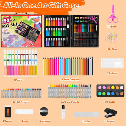 Art Supplies, 150-Pack Art Set Drawing Supplies Painting Art Kits, Arts and Crafts for Kids Ages 6-8 9-12, Drawing Set for Girls Ages 8-12, Creative Gift Art Box for Kids Girls Boys Adults