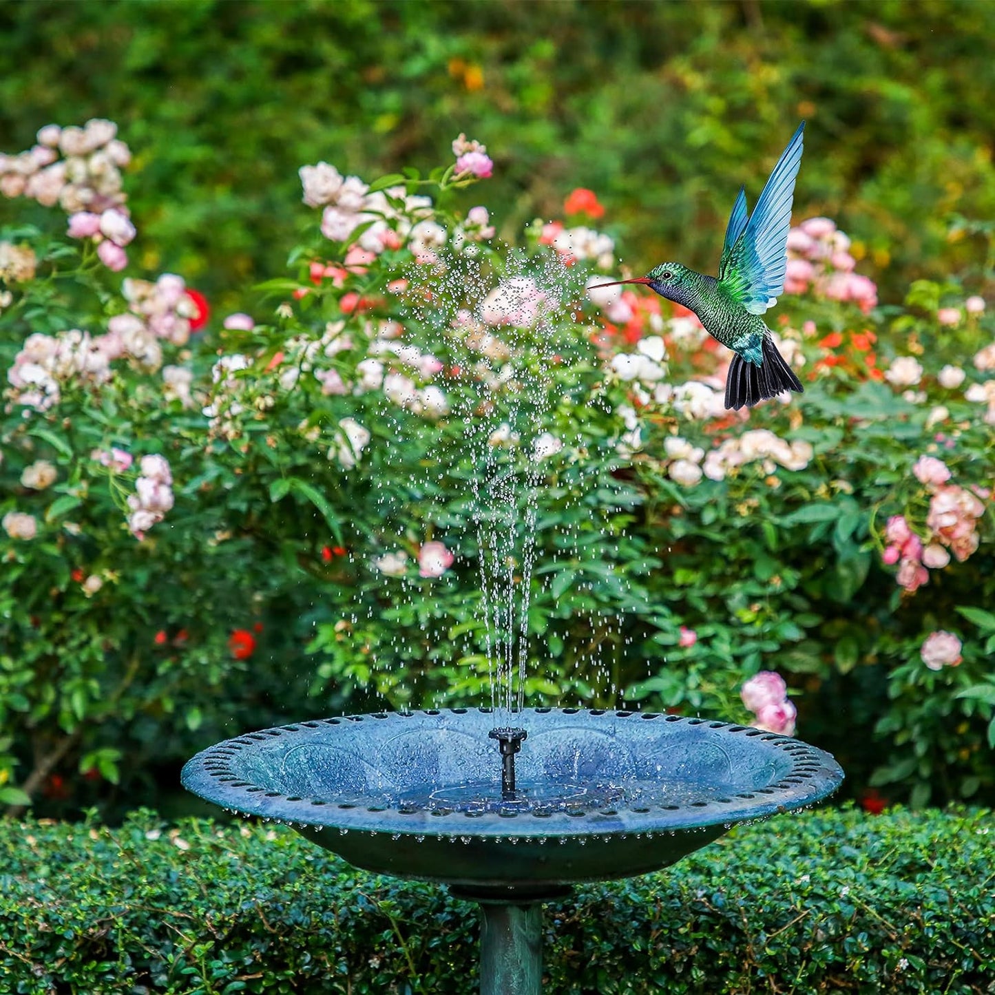 AISITIN 1.5W / 2.5W Solar Bird Bath Fountain with 6 Nozzles, Solar Fountain Pump for Bird Bath, 6.7" Solar Powered Floating Water Fountain Pump for Bird Bath, Ponds, Garden, Fish Tank and Outdoor