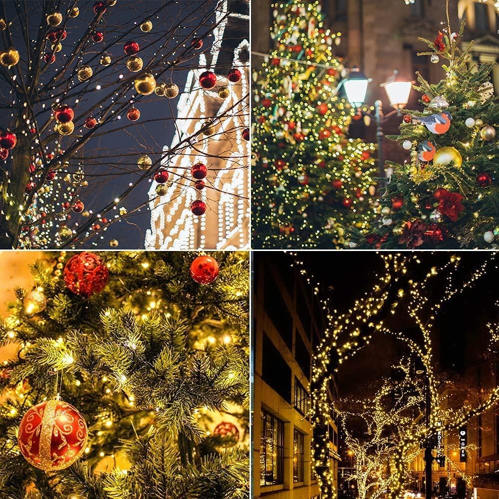 koopower 36ft long 100 LED Battery Operated String Lights with Timer on IP65 Waterproof Clear String for Outdoor and Indoor Use (8 Modes, Warm White)