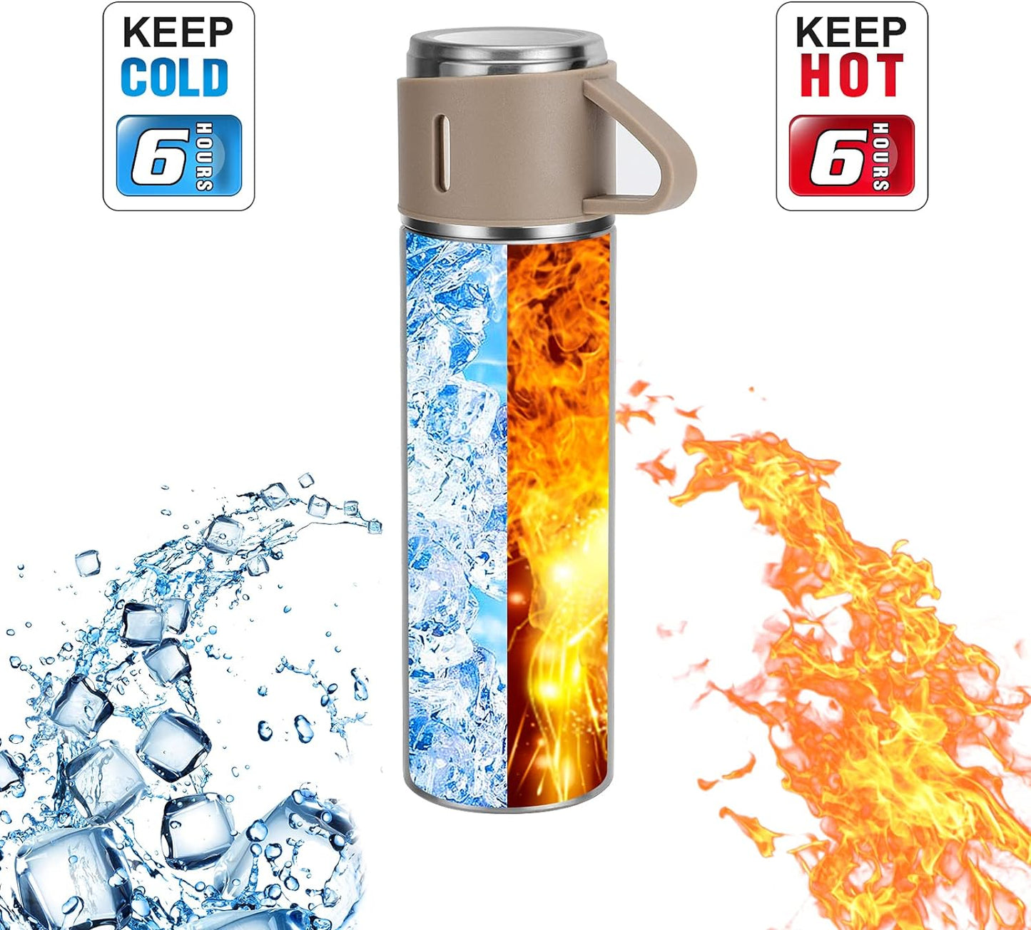 Gift Pack Set Stainless Steel Vacuum Flask Set with 3 Steel Cups Combo Coffee Hot Drink and Cold Water Flask Ideal Gifting Travel Friendly Latest Flask Bottle for Hot and Cold Drink Flask Bottle 500ml