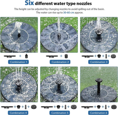 Untimaty 3.5W Solar Fountain Pump,  Solar Water Pump Floating Fountain Solar Bird Bath Fountain Pump with Battery and 6 Nozzles for Bird Bath Pond Pool Garden Fish Tank
