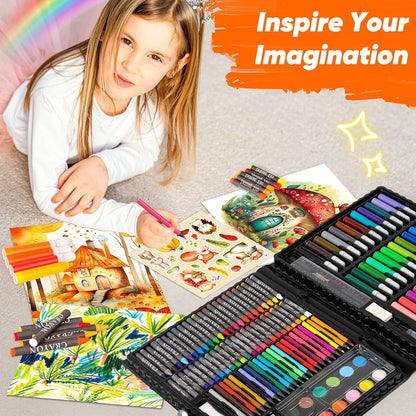 Art Supplies, 150-Pack Art Set Drawing Supplies Painting Art Kits, Arts and Crafts for Kids Ages 6-8 9-12, Drawing Set for Girls Ages 8-12, Creative Gift Art Box for Kids Girls Boys Adults