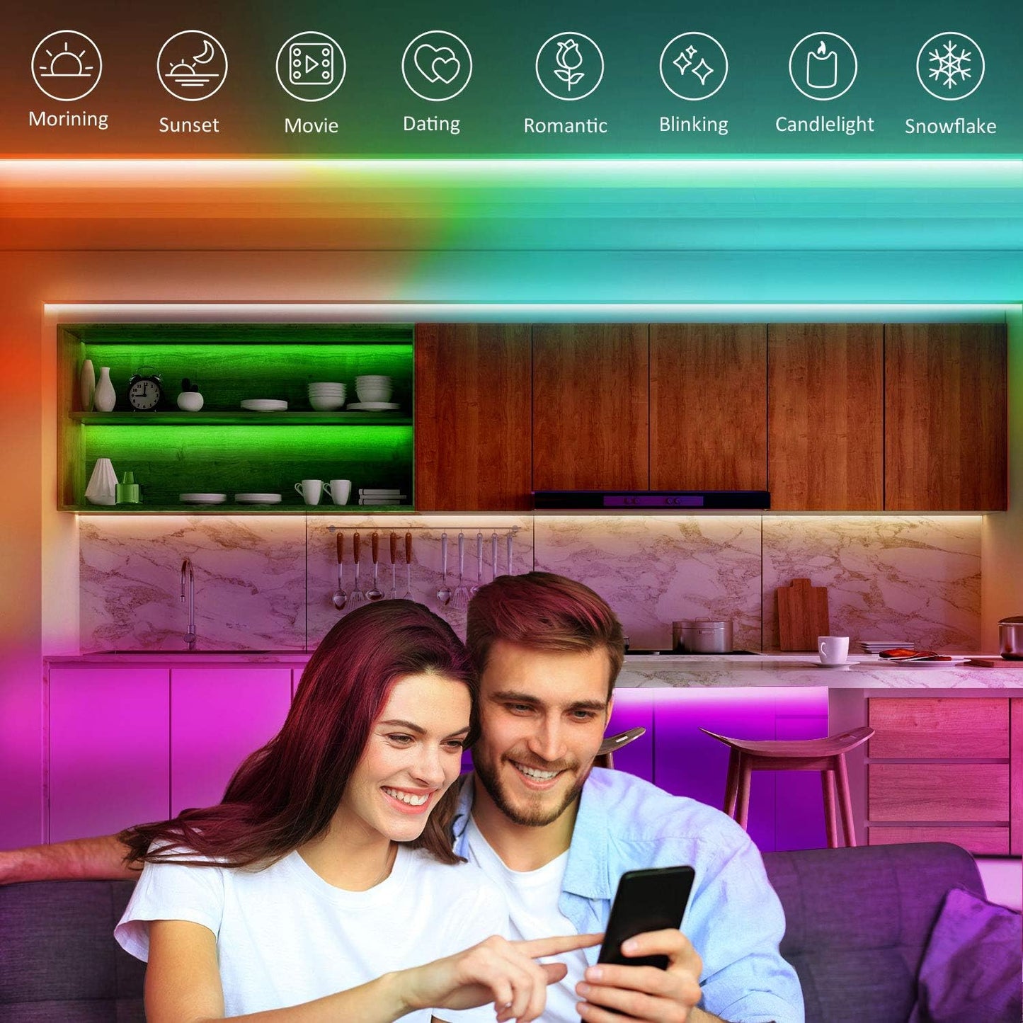 Mexllex LED Strip Light 30m (2 Rolls of 15m) Ultra-Long Music Sync, App Control with Remote, RGB Tape for Bedroom [Energy Class A++]