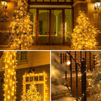 koopower 36ft long 100 LED Battery Operated String Lights with Timer on IP65 Waterproof Clear String for Outdoor and Indoor Use (8 Modes, Warm White)