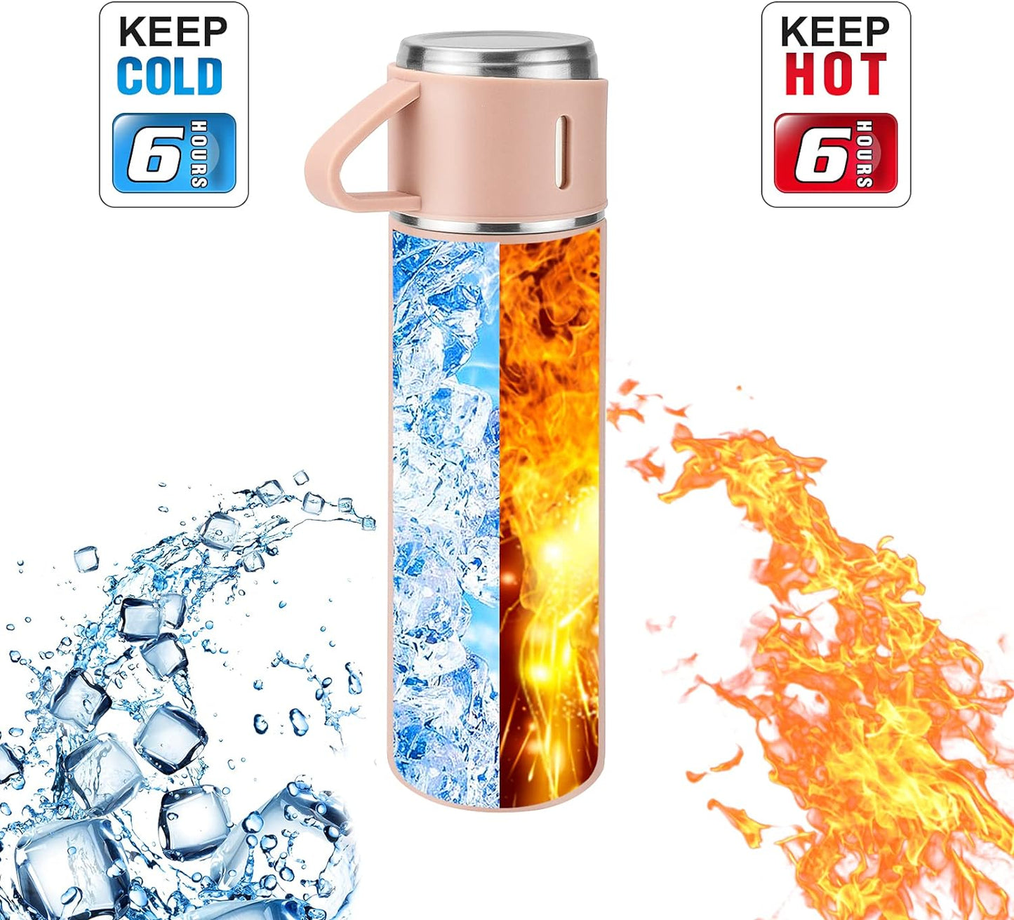 Gift Pack Set Stainless Steel Vacuum Flask Set with 3 Steel Cups Combo Coffee Hot Drink and Cold Water Flask Ideal Gifting Travel Friendly Latest Flask Bottle for Hot and Cold Drink Flask Bottle 500ml