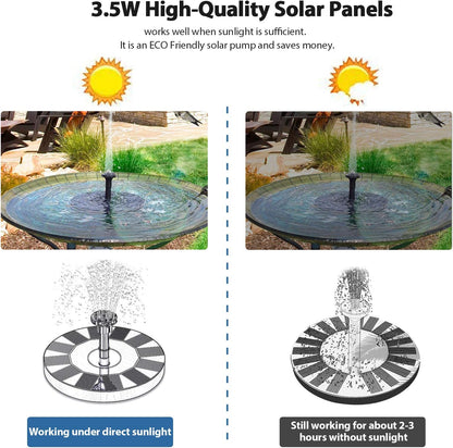 Untimaty 3.5W Solar Fountain Pump,  Solar Water Pump Floating Fountain Solar Bird Bath Fountain Pump with Battery and 6 Nozzles for Bird Bath Pond Pool Garden Fish Tank