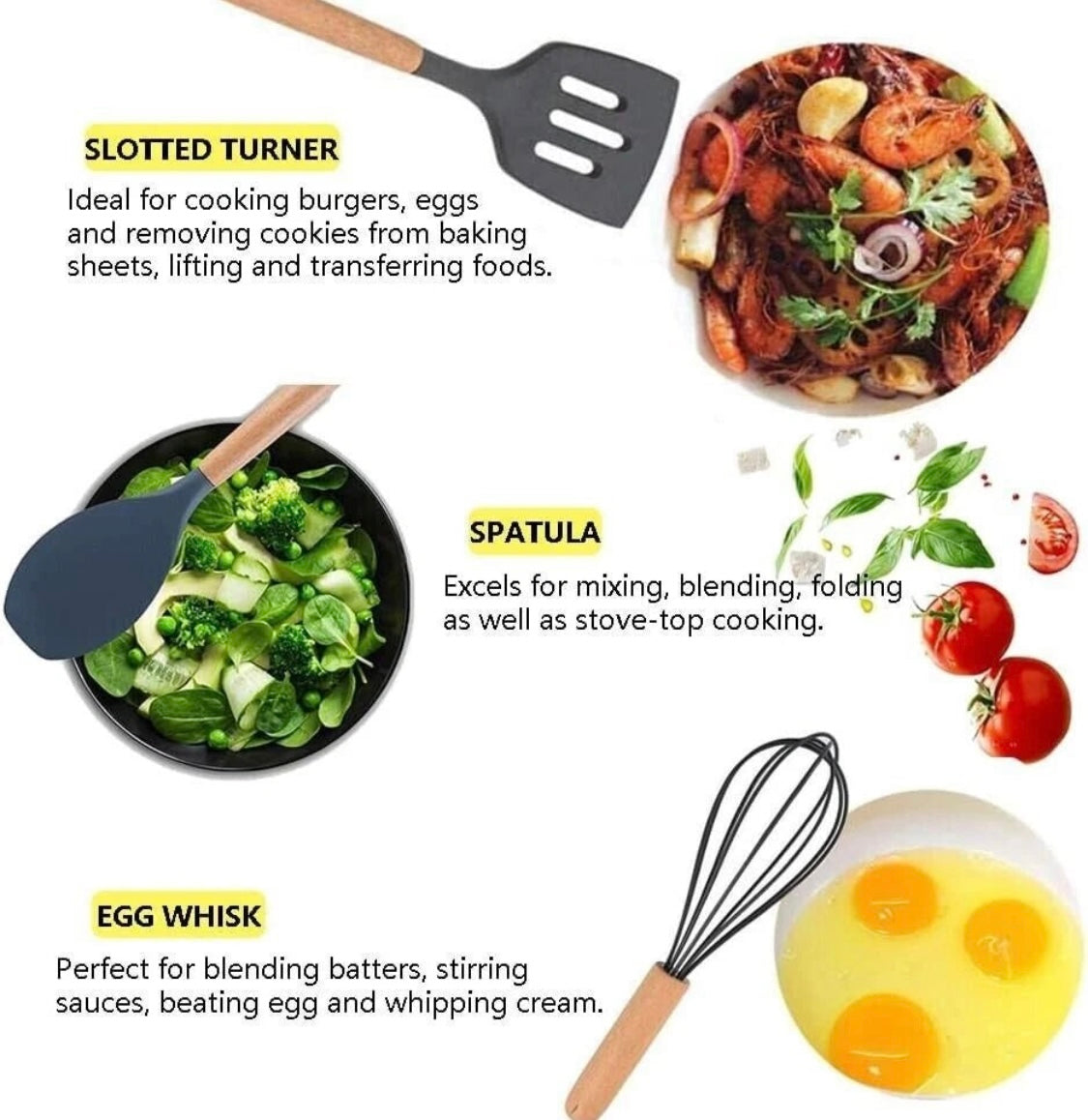 Kitchen Silicone Cookware Set, 12-piece Non-stick Cookware, Heat-resistant, BPA-free, Cooking Tools, Stirring Kitchen Tool Set