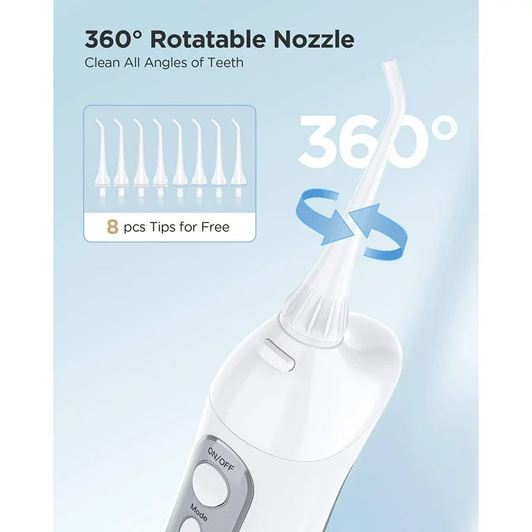 Fairywill Water Flosser Cordless Rechargeable  Dental Oral Irrigator with 3 Modes,8 Jet Tips 300ml Water Tank