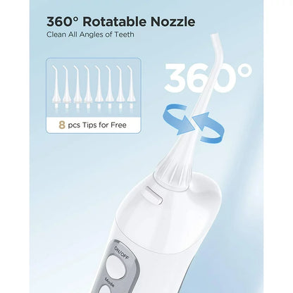 Fairywill Water Flosser Cordless Rechargeable  Dental Oral Irrigator with 3 Modes,8 Jet Tips 300ml Water Tank