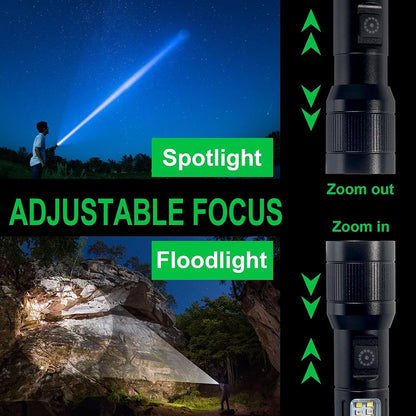 Rechargeable Flashlight High Lumens with USB Cable,Small Pocket Bright Led Tactical Flashlights Powerful with 7 Modes & Waterproof,Emergency Handheld Torch for Home and Camping