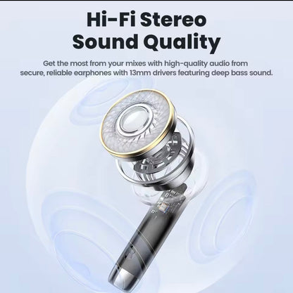 Toocki 58B LED Digital TWS Bluetooth 5.3 Wireless Earphones Panoramic Hifi Stereo Headphones Waterproof Sports Headsets With Mic (White)