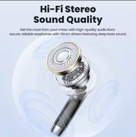Toocki 58B LED Digital TWS Bluetooth 5.3 Wireless Earphones Panoramic Hifi Stereo Headphones Waterproof Sports Headsets With Mic (White)