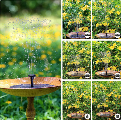 AISITIN 1.5W / 2.5W Solar Bird Bath Fountain with 6 Nozzles, Solar Fountain Pump for Bird Bath, 6.7" Solar Powered Floating Water Fountain Pump for Bird Bath, Ponds, Garden, Fish Tank and Outdoor