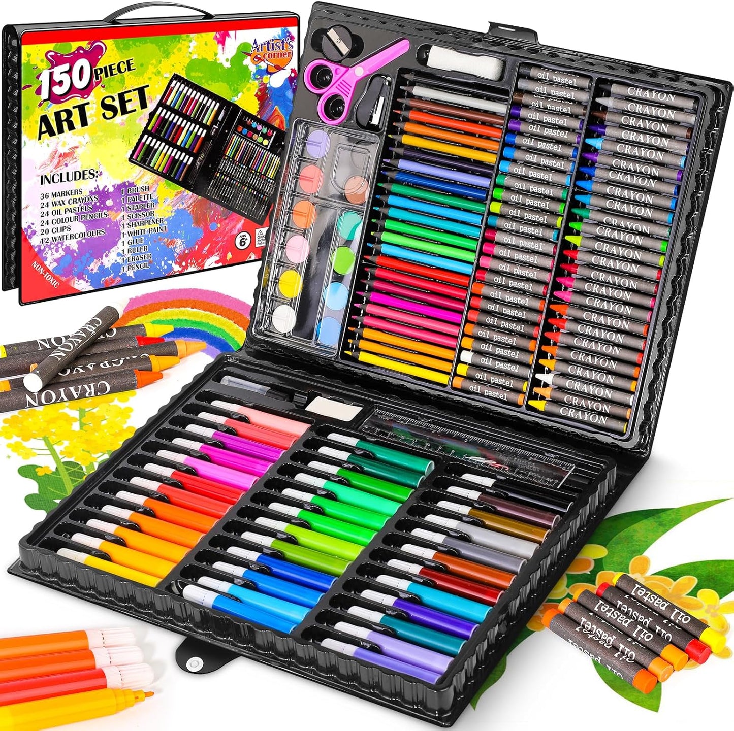Art Supplies, 150-Pack Art Set Drawing Supplies Painting Art Kits, Arts and Crafts for Kids Ages 6-8 9-12, Drawing Set for Girls Ages 8-12, Creative Gift Art Box for Kids Girls Boys Adults