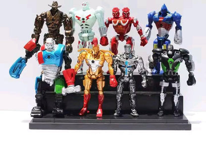 8pcs/set New Real Steel Zeus Atom Midas Adam Raider Robot Handmade Model Collecible Hobby Toys Kids Xmas Gift Doll Decor
