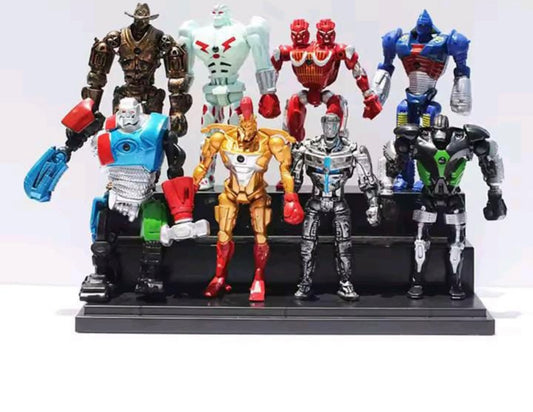 8pcs/set New Real Steel Zeus Atom Midas Adam Raider Robot Handmade Model Collecible Hobby Toys Kids Xmas Gift Doll Decor