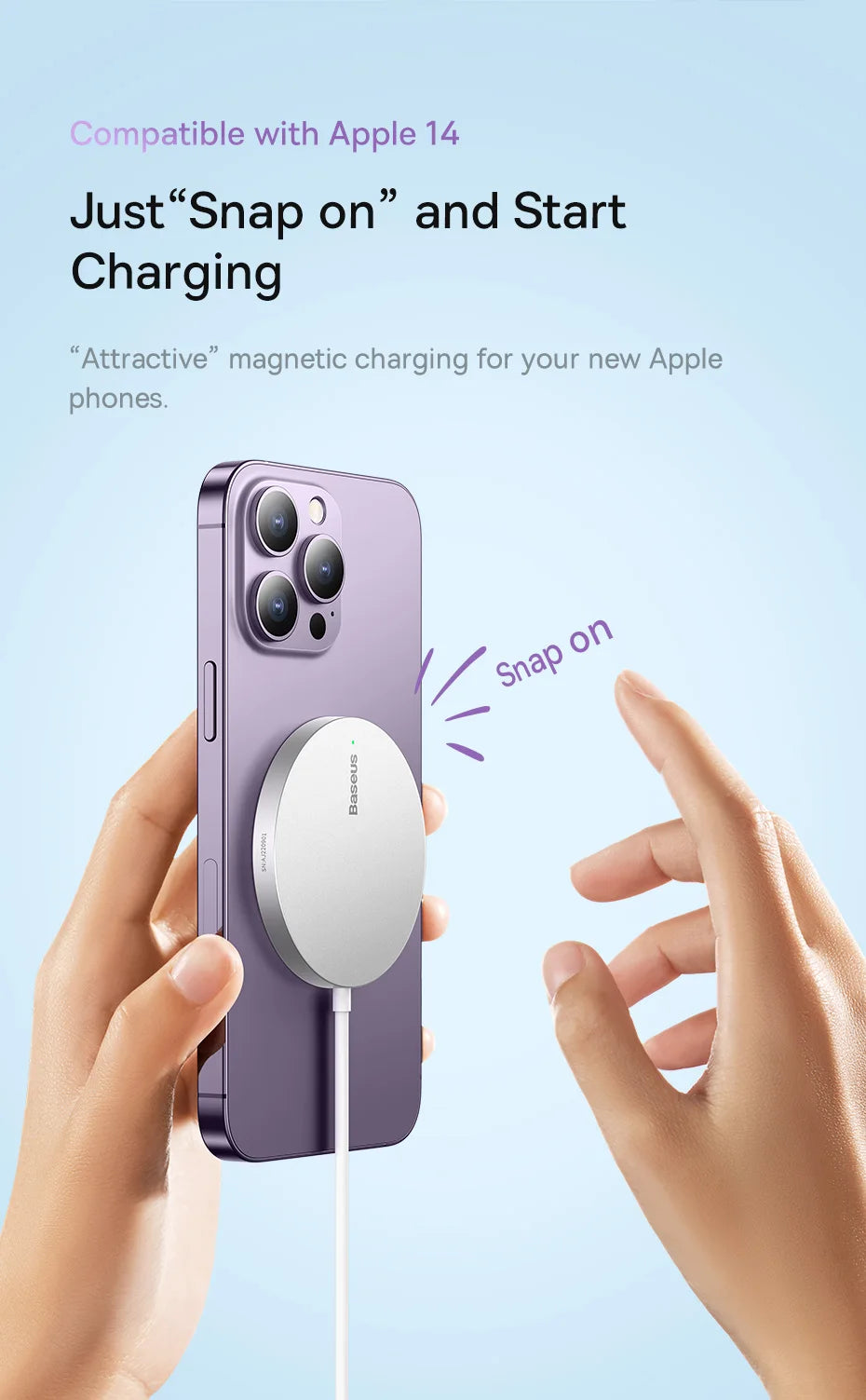 Baseus Simple Mini3 Magnetic Wireless Charger 15W - Black