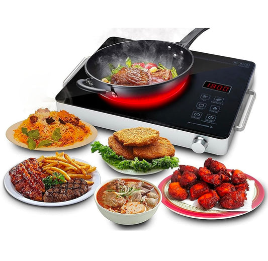 3500W Single Infrared Ceramic Hot Plate for Cooking, with Adjustable Temperature & Stay Cool Handles, Suitable for Office/Home/Camp Use, Compatible for All Cookwares, (BLACK-E)
