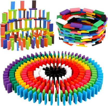 100pcs Wooden Domino Blocks – Colorful Set