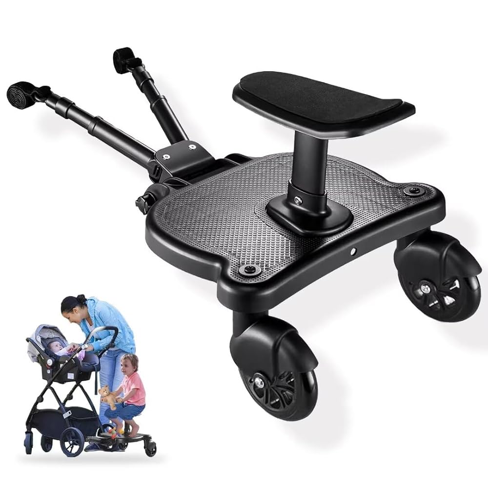 Universal Stroller Board with Detachable Seat,Stroller Board,Buggy Board Suitable for Most Brands of Strollers, Holds Children Up to 55lbs (Black)
