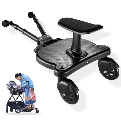 Universal Stroller Board with Detachable Seat,Stroller Board,Buggy Board Suitable for Most Brands of Strollers, Holds Children Up to 55lbs (Black)
