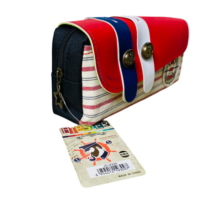 "Old Lighthouse" Nautical Red & White Striped Organizer Pouch - Seaside Style