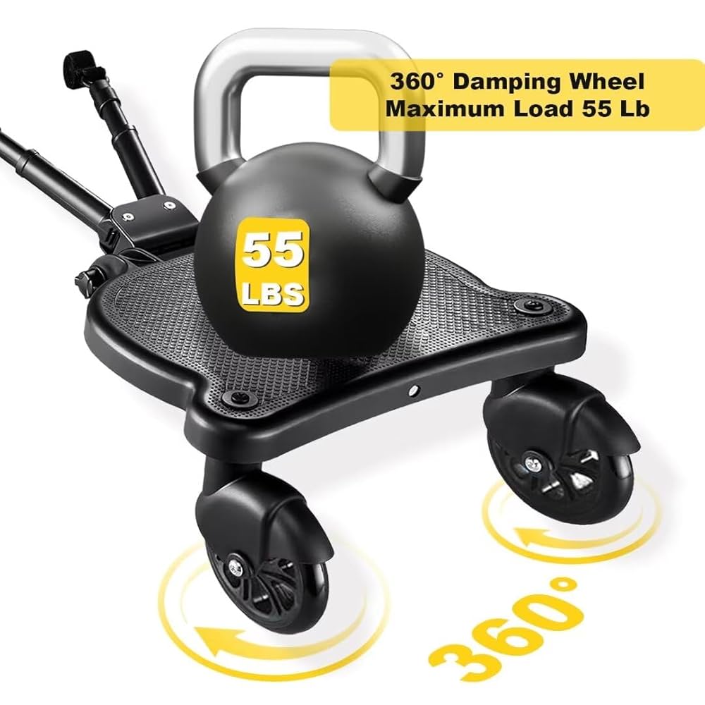 Universal Stroller Board with Detachable Seat,Stroller Board,Buggy Board Suitable for Most Brands of Strollers, Holds Children Up to 55lbs (Black)