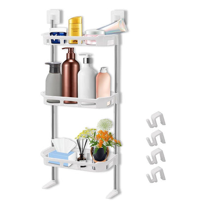 White Plastic Shelf 3 Tier Multifunctional Kitchen Bathroom Corner Shelf 3 Piece Bathroom Shelf Over Toilet