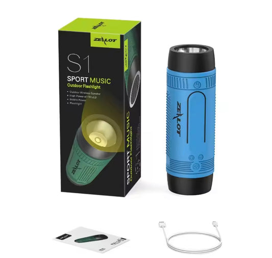 ZEALOT S1 Bluetooth Speaker, Handlebar Speakers for Bike, Portable Speaker with LED Torch Light, Waterproof IPX5, LED Light, TF Card Play, for Indoor/Outdoor/Hiking/Camping/Travel (Blue)