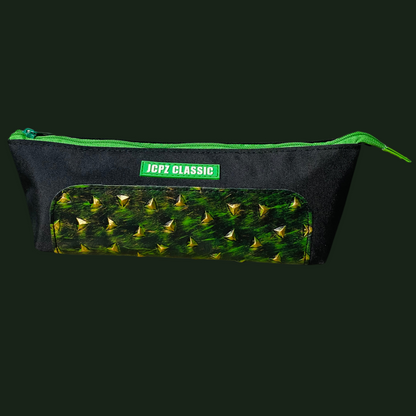 JCPZ Classic Black & Green Spiked Pencil Case - Unique & Durable Organizer