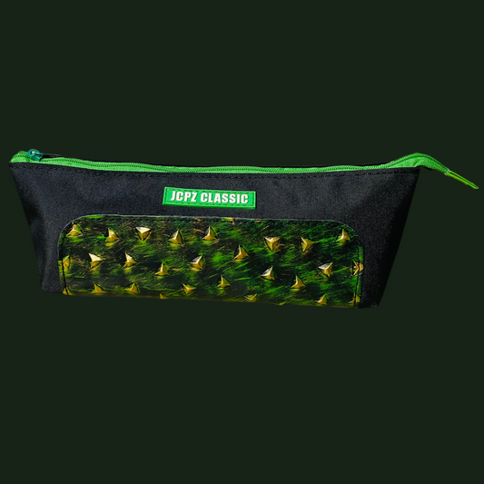 JCPZ Classic Black & Green Spiked Pencil Case - Unique & Durable Organizer