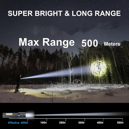 Rechargeable Flashlight High Lumens with USB Cable,Small Pocket Bright Led Tactical Flashlights Powerful with 7 Modes & Waterproof,Emergency Handheld Torch for Home and Camping