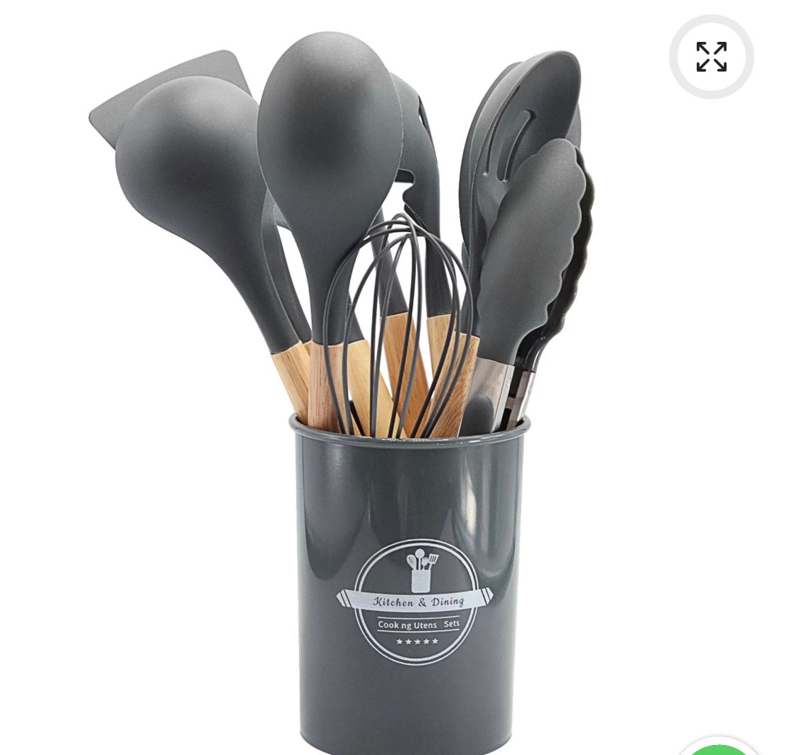 Kitchen Silicone Cookware Set, 12-piece Non-stick Cookware, Heat-resistant, BPA-free, Cooking Tools, Stirring Kitchen Tool Set