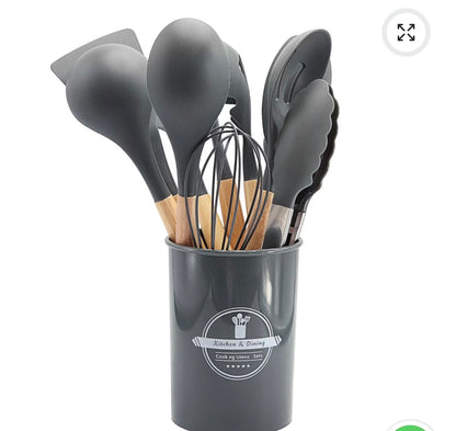 Kitchen Silicone Cookware Set, 12-piece Non-stick Cookware, Heat-resistant, BPA-free, Cooking Tools, Stirring Kitchen Tool Set