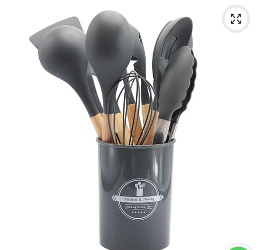 Kitchen Silicone Cookware Set, 12-piece Non-stick Cookware, Heat-resistant, BPA-free, Cooking Tools, Stirring Kitchen Tool Set