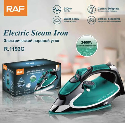 RAF Electric Steam Iron, Ceramic Coated Plate Flat Iron Home Appliances 2400W, R.1193G